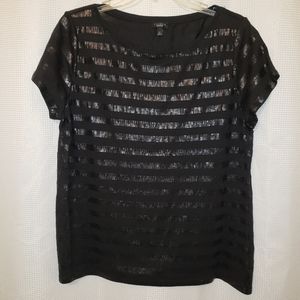 Talbots Black Fun Blouse Size XL